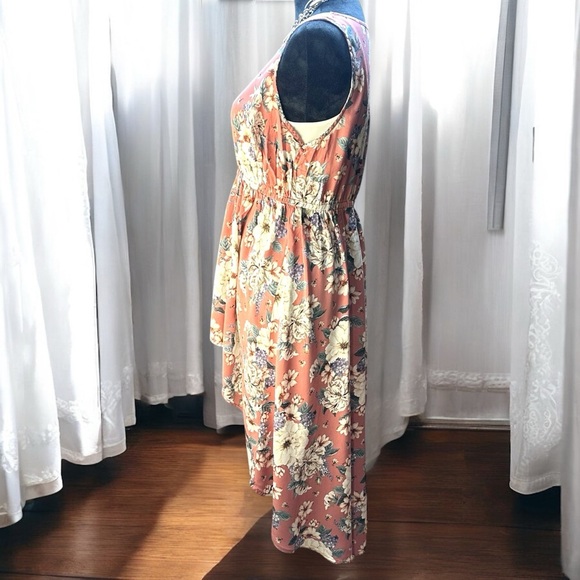 Torrid Dusty Pink Floral Hi Lo Challis Babydoll Tank 00 Med Large 10 Boho Retro - Picture 5 of 10